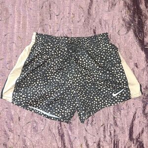 Nike Women's Black and Tan Polka Dot Shorts
